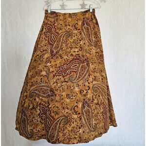 Liz Claiborne Collection Size 12 Vintage 100% Silk Floral Paisley Maxi Skirt 90s